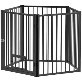 5 Panels Dog Playpen, Foldable Portable Pet Playpen with Door, for Small & Medium Dogs, 30"H