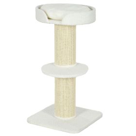 Cat Tree Kitty Tower with Sisal Mat Scratching Post, Cat Bed, Cushion, Perch, 18" x 18" x 36", Cream White