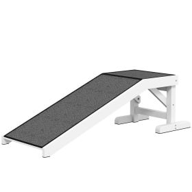 Pet Ramp, Bed Steps for Dogs Cats with Non-slip Carpet, 49"L x 16"W x 14"H, White Grey