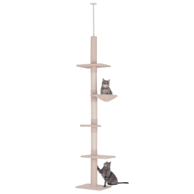 8.5ft Cat Climbing Tree 5-Tier Kitty Activity Center with Scratching Post Beige