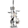 94"-102" Huge Cat Tree Ceiling High Cat Condo Scratching Post Activity Center Multi-Level Play House Light Grey