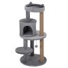 41" Cat Tree Tower with Condo, Scratching Posts and Hanging Ball, Grey