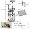52" Multi-Level Cat Tree Tower, Kitten Scratcher Activity Center Play House with Hammock - Grey