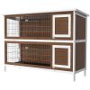 2 Tier Wooden Rabbit Hutch Bunny Pet House Wooden Coop Run, Brown