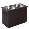 Elevated Dog Bowls for Large Dogs with Storage 2 Stainless Steel Dog Bowls, Elevated Base for Large Dogs, Coffee
