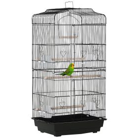 36" Bird Cage, Macaw Play House, Cockatoo, Parrot, Finch Flight Cage, 2 Doors Perch, 4 Feeder Pet Supplies, Black