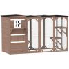 Wooden Cat Catio, 76"L Walk in Outdoor Cat House with Asphalt Roof, Platforms, Lockable Doors for 2-3 Cats, Brown