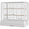 22" Bird Cage for Budgie Finches Canaries Love Birds with Wooden Stands, Slide-Out Tray, Handles, Food Containers, White