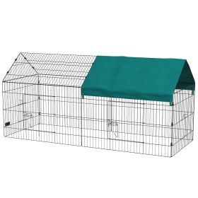 87" Small Animal Cage with Roof, Indoor/Outdoor Use, for Chicken, Rabbits, Chinchillas, Green