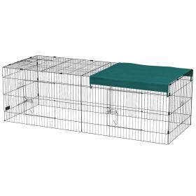 Small Animal Cage with Roof, Indoor/Outdoor Use, for Chicken, Rabbits, Chinchillas, 87" x 34" x 28", Green