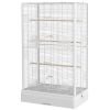 39" Bird Cage for Budgie Finches Canaries Love Birds with Wooden Stands, Slide-Out Tray, Handles, Food Containers, White