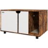 Hidden Cat Litter Box Enclosure with Double Doors and Sand Drain Pad, Rustic Brown