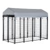 Outdoor Dog Kennel with Waterproof UV-Resistant Cover, 8 x 4 x 6 ft