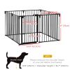Dog Safety Gate 8-Panel Playpen Fireplace Christmas Tree Steel Fence Stair Barrier Room Divider Black