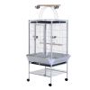 63" Large Bird Parrot Cage Stand Finch Feeder Play Top House Perch Bowl Wheels, Silver