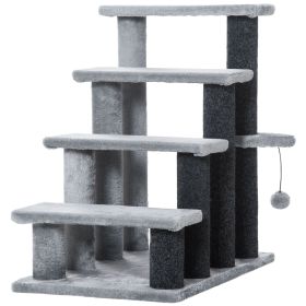 Cat Stairs for Bed, Couch 4 Steps, Small Cat Tree for Indoor Cats with Scratching Posts Toy Ball, 23.5" x 16" x 25"