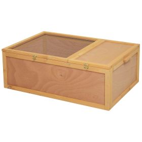 Wooden Tortoise Enclosure with Two Room Design, for Indoor Use, 37" x 25" x 13", Nature Wood