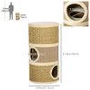 Cat Condo 3 Story Three Holes with Sisal Seaweed Scratching Cover Surface, Cat Tower for Indoor Cats, 15" x 28", Khaki and Brown