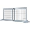 41"-72" Wooden Freestanding Pet Gate with Support Feet, for Small Medium Dogs, Grey-Blue