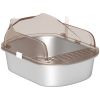 Stainless Steel Cat Litter Box with High Sided Enclosure, Steps & Scoop, Non-Sticky & Anti-Urine Leakage, Easy Cleaning