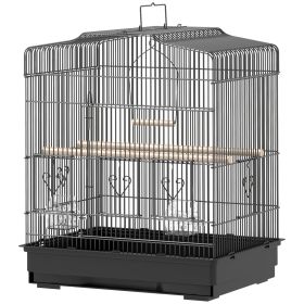 23" Bird Cage, Finches Canaries, Parrot Cage with Doors Perches, 2 Feeder Pet Supplies, Black