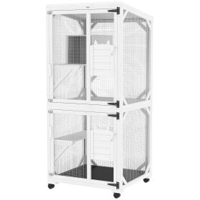Catio Outdoor, Elevated Design, with Wheels, Resting Box, Water-Resistant, Multi Platforms, White