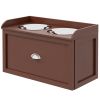 Elevated Dog Bowls Raised Pet Feeding Station with Storage 2 Stainless Steel Bowls, 23.6"x11.8" x14.2", Brown