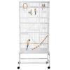 71" Bird Cage with Wheels Perches, Ramp, Storage Shelf, Toys for Canaries, Finches, Cockatiels, Parakeets, White