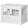 31" Dog Crate Furniture End Table with Three Doors for Small Dogs, White