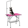 Foldable Grooming Table for Dogs with Height Adjustable Grooming Arm, Storage Shelf, Pink