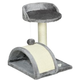 17" Cat Scratching Tree Kitty House Kitten Activity Centre Pet Bed Post Furniture with Hanging Toy (Grey)