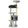 57.5" Cat Tree with Scratching Posts, Large Cat Tower for Indoor Cats with Bed, House, Toys, Grey