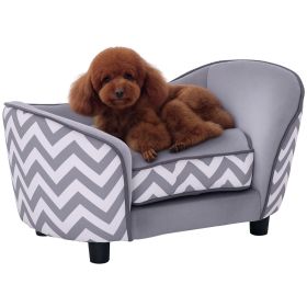 Pet Sofa Elevated Dog Bed Raised Cat Couch Puppy Furniture for Small Sized Dogs with Storage Removable Cushion Cover Grey