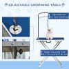 28" Foldable Dog Grooming Table with Adjustable Arm, Non-Slip Surface for Medium Small Dogs, Cats, Blue
