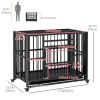 37" Heavy Duty Dog Crate, Foldable Dog Cage on Wheels with Double Locks, Removable Tray, Openable Top, Double Doors, Indoor Outdoor Use