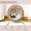 Rattan Cat House with Cushion, Elevated Wicker Kitten Bed for Indoor Cats, Natural Wood