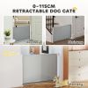 Retractable Pet Safety Barrier Gate, Flexible and Extensible for Stairways Doorways Hallways, Grey
