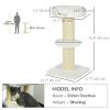 Cat Tree Kitty Tower with Sisal Mat Scratching Post, Cat Bed, Cushion, Perch, 18" x 18" x 36", Cream White