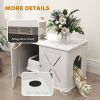 Hidden Cat Litter Box Enclosure with Double Doors, Hole, Pet House Side End Table, 31.5" x 19" x 20", White