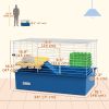 18.5" Small Animal Cage with Water Bottle, Food Dish, Platform, Ramp, Blue