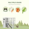 68.7" H Cat Cage Large Wooden Outdoor Cat House with Large Run for Play, Catio for Lounging, and Condo Area for Sleeping, White