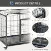 Folding Dog Crate Heavy Duty Cage for Extra Large Sized Dogs with Double Doors, Lockable Wheels Tray, 49" x 30" x 32"