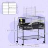 35" Small Animal Cage Rolling Guinea Pig Cage with Detachable Stand, Water Dispenser, Food Dish, Ramp, Wheels, Dark Grey