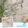 43" Bird Cage with Rolling Stand, Toys, for Budgies Canaries White