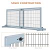 41"-72" Wooden Freestanding Pet Gate with Support Feet, for Small Medium Dogs, Grey-Blue