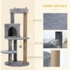 41" Cat Tree Tower with Condo, Scratching Posts and Hanging Ball, Grey