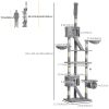 94"-102" Huge Cat Tree Ceiling High Cat Condo Scratching Post Activity Center Multi-Level Play House Light Grey