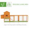 117" Extra Large Chicken Coop with Asphalt Roof, Wooden Hen House with Slide-out Tray, Quail Hutch with Nesting Box, Orange