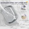 Enclosed Stainless Steel Litter Box, Metal Cat Litter Box with Scoop, Deodorizer Bag, Handle, Easy to Clean