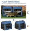 39" Portable Soft-Sided Cat Carrier, Cat Kennel, Travel Dog Crate with Divider, Two Compartments, Soft Cushions & Storage Bag, Easy to Fold, Blue